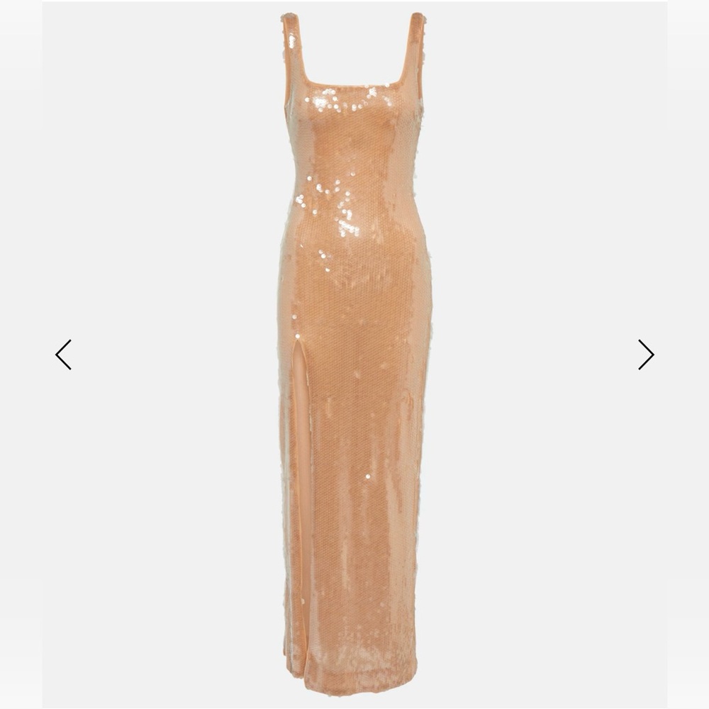 STAUD - Le Sable Sequined Maxi Dress in Beige